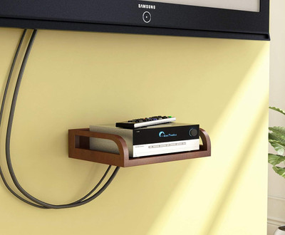HOME SPARKLE Wooden Set Top Box Stand/DTH Stand/WIFI Router Stand,Wall Mount with Wifi Holder MDF (Medium Density Fiber) Wall Shelf(Number of Shelves - 1, Brown)