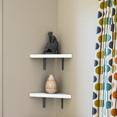 Flux Flux white corner shelves (Pack of 3) MDF. Display or store neatly. Particle Board Wall Shelf(Number of Shelves - 1, White)