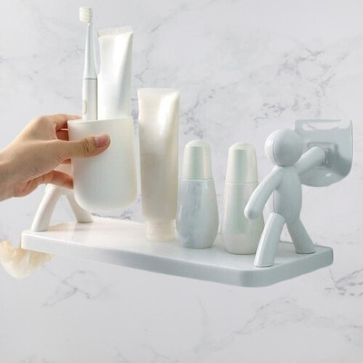 decoroid Multipurpose Wall Mount Self Adhesive Floating Shelf D1.1389 Plastic Wall Shelf(Number of Shelves - 2, White)