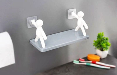 Hecton Plastic Wall Shelf(Number of Shelves - 1, White)
