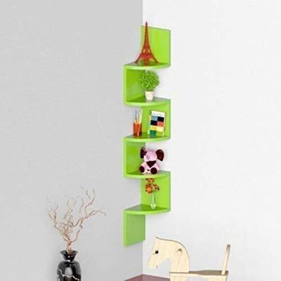 Tarzen MDF (Medium Density Fiber) Wall Shelf(Number of Shelves - 5, Green)