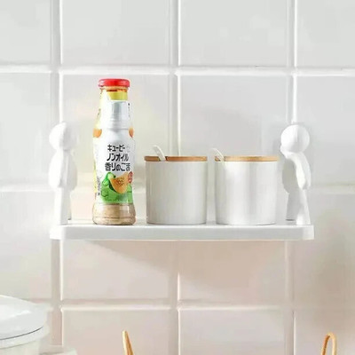 SJK (PACK OF 2)Self Adhesiv Wall Hanging Humanoid floating Shelf 1.2119 Plastic Wall Shelf(Number of Shelves - 1, White)