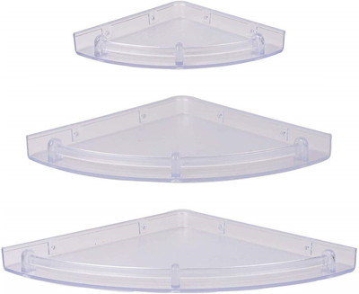 Utkarsh Set Of 3 Pcs Bathroom Side Corner Wall Shelf/Shelves Set Plastic Wall Shelf(Number of Shelves - 3, Clear)