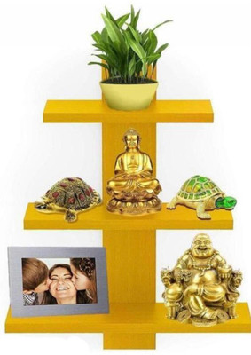 classiconline Tree Patti Set Wooden Wall Shelf(Number of Shelves - 3, Yellow)