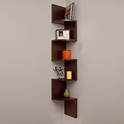 Eco Handicrafts Wooden Zigzag wall shelf wooden wall corner shelves |( Number of shelves 5 BROWN ) Wooden Wall Shelf(Number of Shelves - 5, Brown)