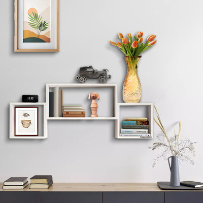 TheGoodLuck Wooden Floating Shelf for Wall , wall cabinet , wall shelves Particle Board Wall Shelf(Number of Shelves - 3, White)