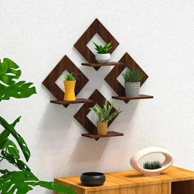 Aarul Fashion Home Decor Pot Stand Set of 4 Piecees Decorative Wooden Wall Hanging Wooden Wall Shelf(Number of Shelves - 4, Brown)
