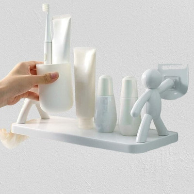 Radha Multipurpose Wall Mount Self Adhesive Floating Shelf and Rack x1.1408 Plastic Wall Shelf(Number of Shelves - 1, White)