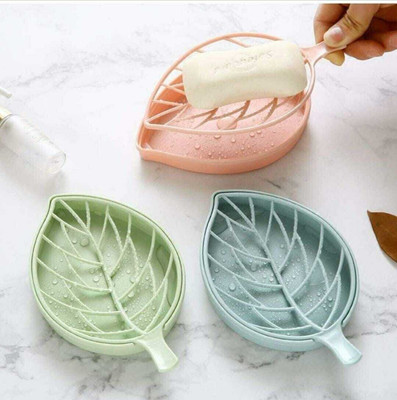 KRAZE Pack of 3Leaf Shape Self Draining Bar Soap Holder x3.46(Multicolor)