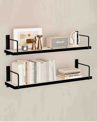 Super King Wooden Kitchen Wall Shelf/Wall Mounted Kitchen Shelves/Kitchen Storage Shelf/ MDF (Medium Density Fiber) Wall Shelf(Number of Shelves - 2, Brown, Black)
