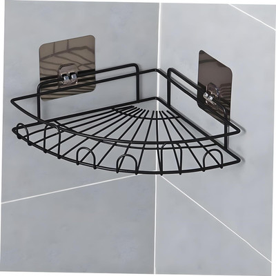 iSTAR Adhesive L-Shape Corner Shelf/ Rack/ Storage Organizer for Bathroom & Kitchen... Iron Wall Shelf(Number of Shelves - 1, Black)