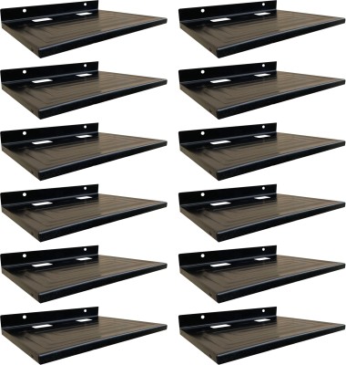 ShelfKing 21x28 CM Metal Wall Mount Stylish Set Top Box (Pack Of 12) Steel Wall Shelf(Number of Shelves - 12, Black)