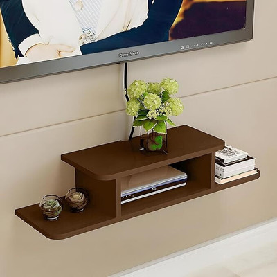 woodculture WoodCulture Setup Box Stand/Set Top Box Stand Wall Mount for Home Wall Shelf MDF (Medium Density Fiber) Wall Shelf(Number of Shelves - 2, Brown)
