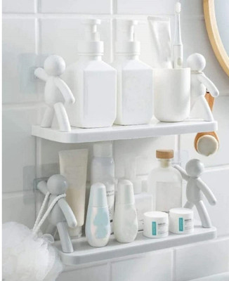 decoroid Multipurpose Wall Mount Self Adhesive Floating Shelf 11.273 Plastic Wall Shelf(Number of Shelves - 1, White)