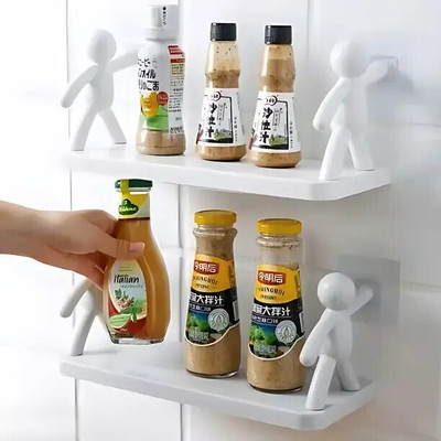 SJK (PACK OF 2)Self Adhesiv Wall Hanging Humanoid floating Shelf 1.2045 Plastic Wall Shelf(Number of Shelves - 1, White)