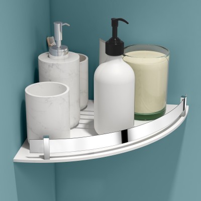 IMPULSE High Grade Multipurpose Kitchen / Bathroom Corner / Shelf / Rack / Bathroom Accessories (12 X 12 Inch) Acrylic Wall Shelf(Number of Shelves - 1, White)