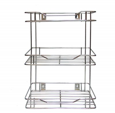 Gehwara Multipurpose Storage Shelf / Spice Rack, (3-Tier), Stainless Steel (For Kitchen, Bathroom etc.) Steel Wall Shelf(Number of Shelves - 3, Steel)