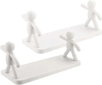 SJK Self Adhesive Multi-Purpose Wall Hanging Humanoid floating Shelf 1.1305 Plastic Wall Shelf(Number of Shelves - 1, White)