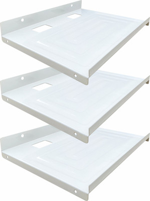 ShelfKing Wall Mount Set Top Box Stand For TV, Setup Box Holder, Color - White, Set of 3 Iron Wall Shelf(Number of Shelves - 3, White)