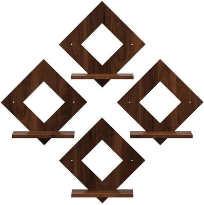 jv enterprises Stylish Wooden Wall Shelves | Wooden Wall Shelf | Wall Mount Stand Book & Vases Wooden Wall Shelf(Number of Shelves - 4, Brown)