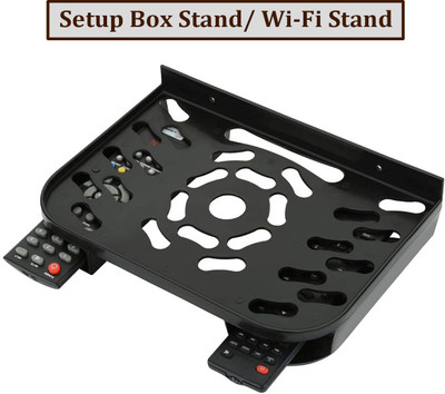 DALUCI Set Top Box Stand/DTH Stand/WIFI Router Stand , Wall Mount With 2 Remote Holder Plastic Wall Shelf(Number of Shelves - 1, Black)
