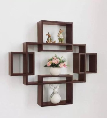 wall1ders Rectangular Cube Wall Shelves for living room and bedroom Books,Trophy,Cup etc MDF (Medium Density Fiber) Wall Shelf(Number of Shelves - 5, Brown)