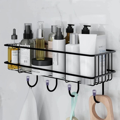 ZenZone Wall Mounted /Rack/Storage Organizer for bathroom/living Hall (pack of 1) Iron Wall Shelf(Number of Shelves - 1, Black)
