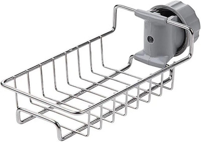 Lalitak Faucet Sponge Holder Kitchen, Sink Adjustable & Detachable Storage Rack Stainless Steel Wall Shelf(Number of Shelves - 1, Steel)