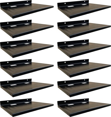 ShelfKing 21x28 CM Metal Wall Mount Set Top Box Shelf For Television (Pack Of 12) Steel Wall Shelf(Number of Shelves - 12, Black)