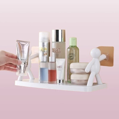 SJK Self Adhesive Multi-Purpose Wall Hanging Humanoid floating Shelf 1.2877 Plastic Wall Shelf(Number of Shelves - 1, White)