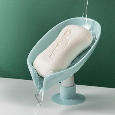ks trade Pack of 1 Leaf Shaped Self Draining Suction Cup Soap Dish x1.186(Multicolor)