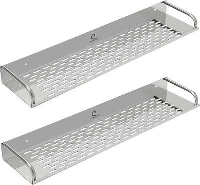 CUROVIT Stainless Steel 304 SUS Shelf/Shelve Pack of 2 Wall Mount Shower Basket Stainless Steel Wall Shelf(Number of Shelves - 2, Silver)