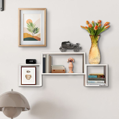 TheGoodLuck Wooden Floating Shelf for Wall , wall cabinet , wall shelves Particle Board Wall Shelf(Number of Shelves - 3, White)