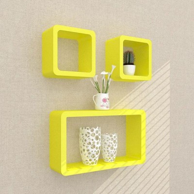 WOODSHED ARTS MDF (Medium Density Fiber) Wall Shelf (Number of Shelves - 6) Wooden Wall Shelf(Number of Shelves - 6, Yellow)