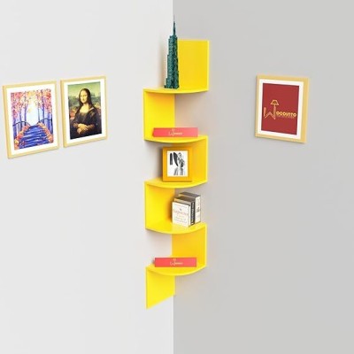 PINEWOOD ENTERPRISES Wooden, MDF (Medium Density Fiber) Wall Shelf(Number of Shelves - 5, Yellow)