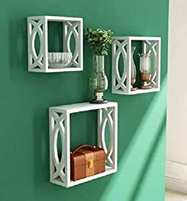 Famous Art Wall Shelf Cube Shape Shelves / Wall Hanging ,Floating Mounte Wooden Wall Shelf(Number of Shelves - 6, White)