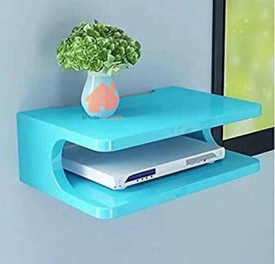 Stylish Art Maker Wall T.V Set up Box Stand, Wifi Stand Remote Stand Wall Shelf Wooden, MDF (Medium Density Fiber) Wall Shelf(Number of Shelves - 1, Blue)