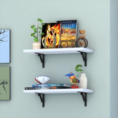 WOOD 49 Wood and Metal Floating Wall Shelves | Home Decorative Shelf (24 * 8 Inches) Particle Board Wall Shelf(Number of Shelves - 2, White)