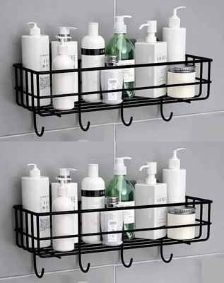 Sedulous Mounted Storage Organizer for bathroom/living Hall Iron Wall Shelf(Number of Shelves - 1, Black)