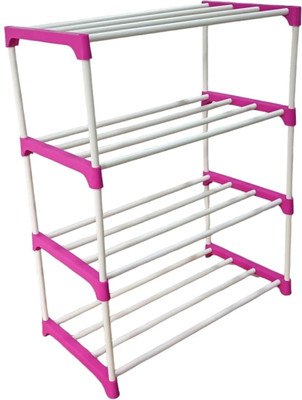 LOTSPEK LOTSPEK 4 layer pvc pipe bookshelf for home office bookcase pink color Plastic Wall Shelf(Number of Shelves - 4, Pink)