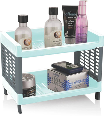 Sonal - VIVA Small Size, 2 Layer Rack for Office, Kitchen - Shelf Stand & Wall hanging Plastic Wall Shelf(Number of Shelves - 2, Blue)