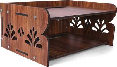 Gojeeva Set top Box Stand|WiFi Router Holder Wooden Wall Shelf(DIY) Wooden Wall Shelf(Number of Shelves - 2, Brown)