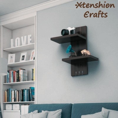 Xtenshion Crafts Wall Shelf For Living Room and Bedroom Wall Mount Tv Wooden Wall Shelf(Number of Shelves - 2, Black)