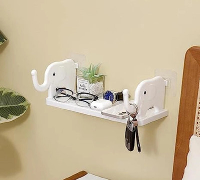 Zubix Elephant Rack Shelf Plastic Stand Wall Stand Plastic Wall Shelf Plastic Wall Shelf(Number of Shelves - 1, White)