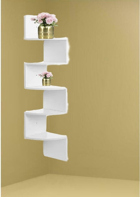 OnlineCraft MDF (Medium Density Fiber) Wall Shelf(Number of Shelves - 4, White)