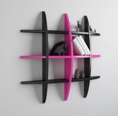 NationalArts NA1200 TAR RACK BLK PURPLE Wooden Wall Shelf(Number of Shelves - 12, Black, Purple)