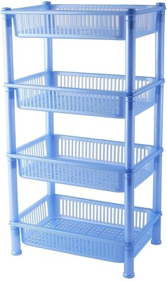 Ariser enterprises Multipurpose Kitchen Storage Organizer Folding Rack Plastic Wall Shelf(Number of Shelves - 4, Blue)