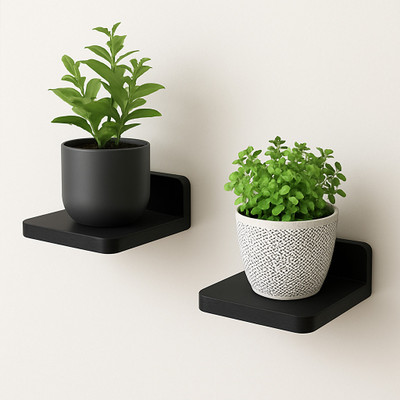 Aliya Handicrafts kitchen storage shelf, bedroom shelf, small wall shelf, Wooden Wall Shelf(Number of Shelves - 2, Black)