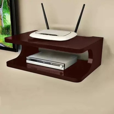 Woodenstories Set-up Box Stand for Dish TV/Tata Sky/Relience & other Local Set-up Boxes stand MDF (Medium Density Fiber) Wall Shelf(Number of Shelves - 2, Brown)