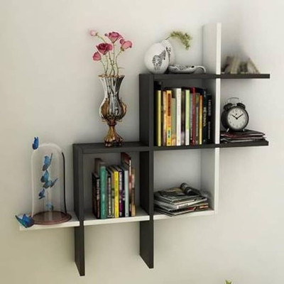 THE SQUAD WORLD Beautiful floating wall shelf Wooden Wall Shelf (Number of Shelves - 1, Brown) MDF (Medium Density Fiber) Wall Shelf(Number of Shelves - 6, Black, White)